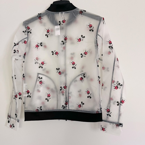 Disney Parks Rain Jacket Mickey Mouse Print Snaps Adult Size Small / Med NEW - Picture 2 of 6